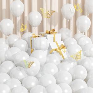 Pearl White Balloons 5 Inch, 100 PCS Small Pearl Balloon Cream Clear White Latex Balloons for Arch, White Helium Mini Balloons for Women White Birthday Wedding Baby Shower Anniversary Party Decoration