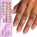 Canvalite French Tip Press on Nails Gel Nail Tips - 300Pcs Pre-Colored Quick and Easy Press on Nails Almond Fake Nails with Designs DIY Nail Extensions, Nude White