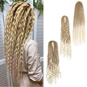 Boho Dreadlocks extension Synthetic Double Ends Dreadlocks with Curly Ended, 20 inches 5 Strands Fish-Bone Braids, Handmade Soft DE Dread Locks (DE 27/613, 24inch)