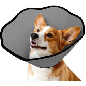 MIDOG Dog Cone Collar After Surgery, Soft Dog Cone Alternative to Stop Licking,Adjustable Elizabethan Recovery Cones for Small to Large Sized Dogs (Gray, S)