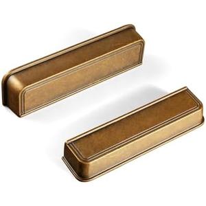Goo-Ki 5.04" c-c Cabinet Cup Pulls Antique Brass Bin Cup Drawer Pulls, 4 Pack Vintage Brass Cabinets Handles Zinc Alloy Kitchen Solid Hardware
