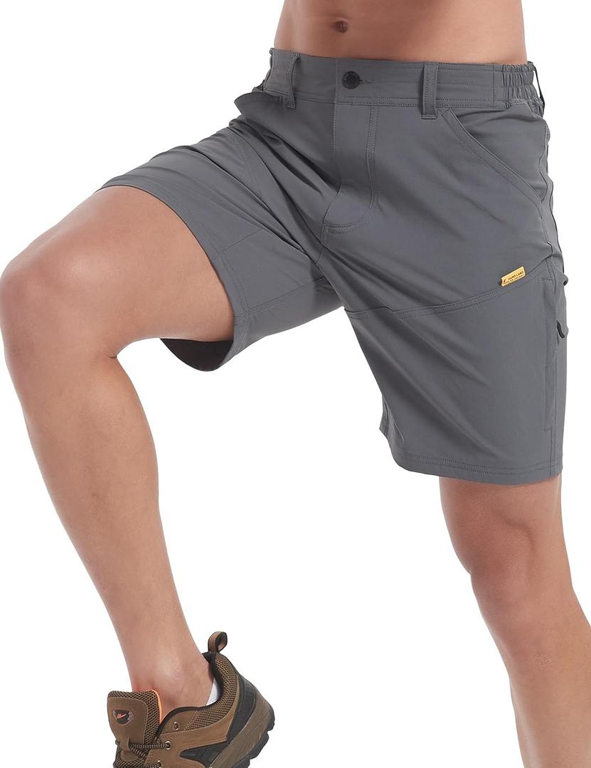 HARD LAND Hiking Shorts Men Cargo Quick Dry Lightweight Stretch Tactical Shorts for Fishing Travel Casual with Multi Pockets (Black)