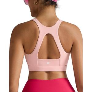 RUNNING GIRL Sports Bras for Women High Support,Racerback Molded Cup Sports Bra with Sewn in Pads (Pink, XXL)