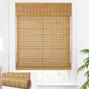 LazBlinds Cordless Bamboo Blinds, Bamboo Roll Up Shades for Windows, Light Filtering Wood Window Blinds for Indoor Home- Size: 27" W x 72'' H, Brown206