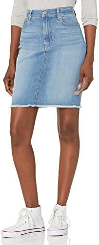 7 For All Mankind Women's Pencil Frayed Hem Denim Ibiza Skirt, Size 34