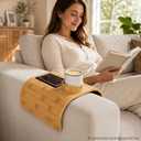 Homde Bamboo Couch Cup Holder: 2-in-1 Sofa Arm Tray with Dual Non-Slip