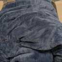 UGG Plush Full/Queen Blanket, Fleece Fluffy Blanket for Bed, Luxury Cozy Oversized Throw for Couch, Washable Hypoallergenic Queen Bedding, 90" x 90", Denim Blue (Whitecap)