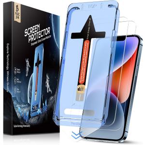 MAGIC JOHN 2 Pack for iPhone 13/14& iPhone 13 Pro 6.1 inch Tempered Glass Screen Protector, Auto Dust-Elimination, Bubble Free, HD Clear, Easy Installation