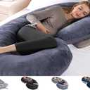 TINKLE WELL C-Shaped Pregnancy Pillows, Memory Foam Pregnancy Pillow Full Body Maternity Pillow with Removable Cover, 52 Inch Pregnancy Pillows for Sleeping (Grey)