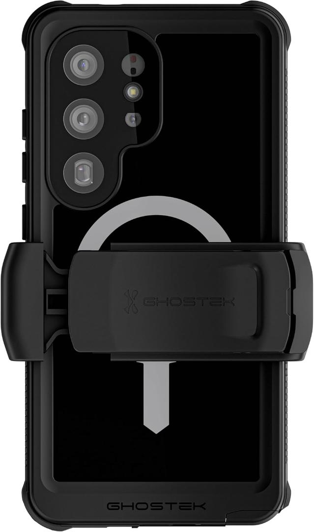 Ghostek Nautical S25 Ultra Waterproof Case with Belt Clip, Screen Protector and Camera Lens Cover Rugged Heavy Duty Magnetic MagSafe Compatible with Samsung Galaxy S25Ultra 2025 (6.9") (Black)