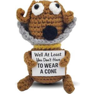 Well At Least You Dont Have to Wear a Cone  Funny Crochet Dog Get Well Gift  4.3" Handmade Plush  Post Surgery Recovery, Vasectomy Humor, Funny Retirement Gift