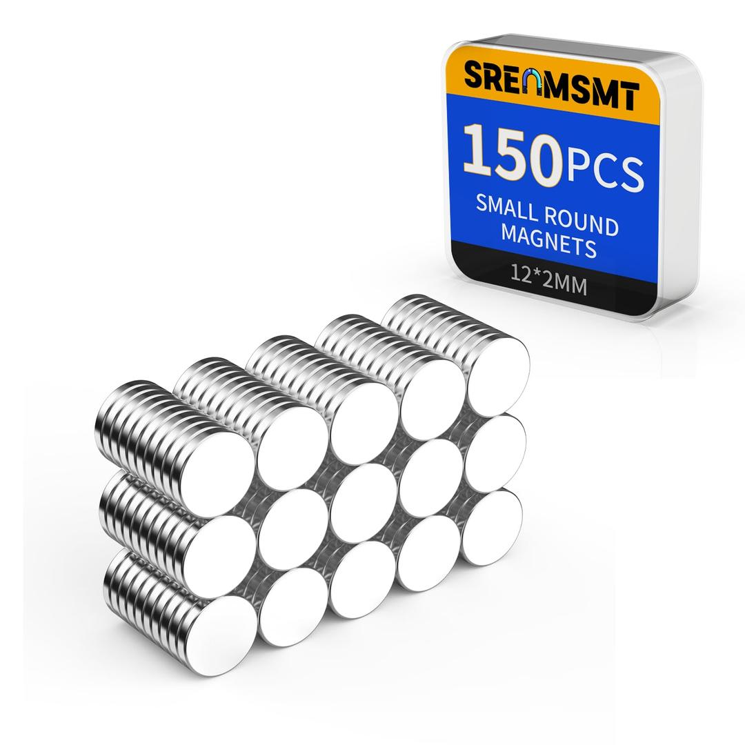 Small Magnets, Refrigerator Magnets, 150 Pack 12x2mm Neodymium Magnet for Crafts, Rare Earth Magnet for 3D Printing, DIY, Whiteboard, Billboard in Home, Kitchen, Office, School