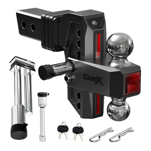 Adjustable Trailer Hitch Fits 2" Receiver 6-Inch Drop/Rise, Black | Aluminum Tow Hitch with Reflector, 14,500 LBS GTW for Heavy Duty Towing, 2" & 2-5/16" Ball Mounts for RV,SUV, ATV and Truck
