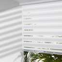 MYshade Cordless Zebra Blinds with Free-Stop Function - Dual Layer Light Filtering & Privacy Sheer Shades for Day and Night - Easy Install Window Shades for Home, Living Room, 36" W x 64" H,White