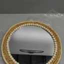 SWTHONY 15 Inch Boho Round Hanging Wall Mirror Decorative Rattan Circle Mirrors for Farmhouse, Living Room, Bedroom