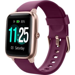 Fitness Tracker Fitness Watches for Women Men (Make/Answer Calls), 1.85" Smart Watch for iPhone/Android Phones, Heart Rate/Sleep Monitor Steps Tracker Watch Pedometer IP68 Waterproof (Dark-Purple)