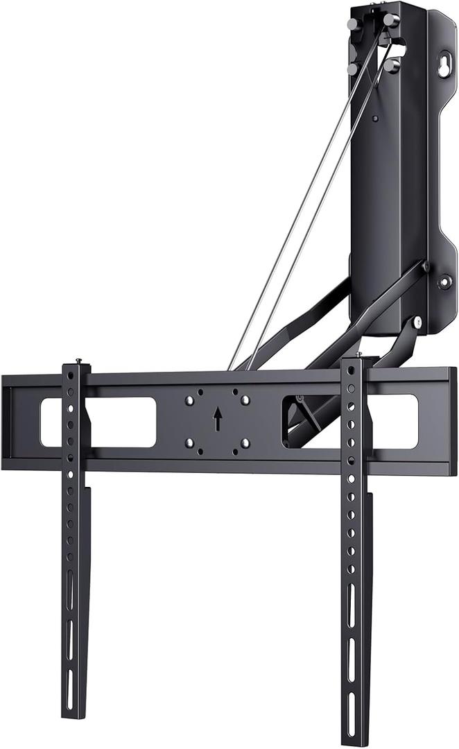 Motorized Pull-Down TV Mount Over Fireplace, Electric Height Adjust with Remote Control, Full Motion Wall Bracket for 32"-70" TVs up to 77 lbs, Swivel, Tilt & Leveling, Above Mantel Drop Down Mount