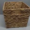 12 Inch Storage Basket Set, 4-Pack Water Hyacinth Woven Baskets, Foldable Cube Storage Bins for Home Organization, Storage Cube Organizers