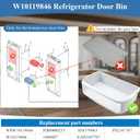 W10119846, WPW10119846 Door Shelf Bin Compatible with kitchenaid Basket-Door, Jenn-Air Refrigerator Door Bin, whirlpool door bin. Fit for KRFC302ESS00 JFC2290REP00 etc. Replacement 1480807, PS2347787