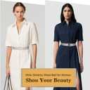 Glamorstar Elastic Belts for Women Skinny Stretchy Waist Belts for Dresses (Fit Waist 28"-30", Silver Gold Buckle)