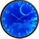 OCEST 12 Inch Night Light Wall Clock, Glow in The Dark Large Digital Display Kids Birthday Present, Silent Battery-Operated LED Wall Clocks for Bedroom Living Room Kitchen (Blue Moon)
