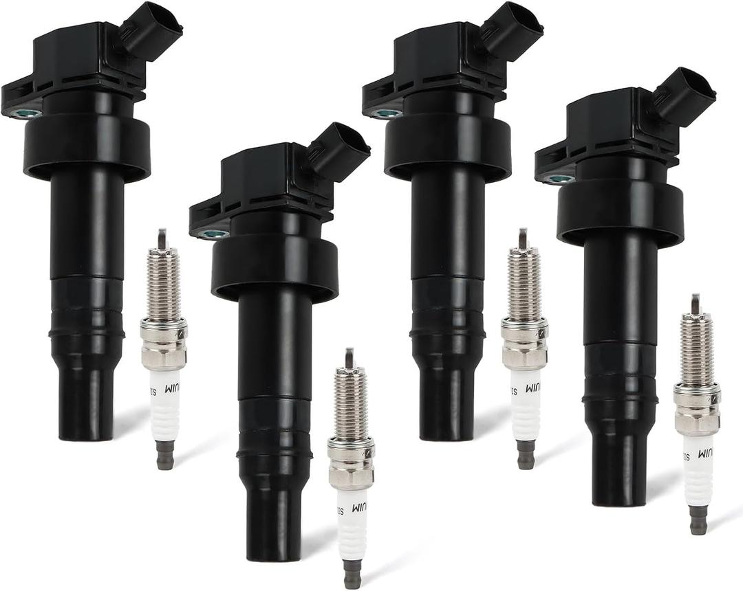 4PCS UF-652 Ignition Coils Pack & 93815 Iridium Spark Plugs Compatible with Hyundai Veloster 2012-2017, Accent & Kia Rio Soul 2012-2019 1.6L L4