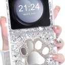 DAKORIE Galaxy Z Flip 5 Case Glitter Love Paw Mirror Flip Protective Cover for Samsung Galaxy Z Flip 5 2023 5G for Women Girl - Paw