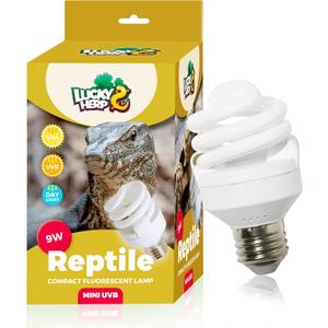LUCKY HERP Mini UVA UVB Reptile Light 10.0 9W, UVB Bulb for All Desert Dwelling Reptiles, Compact Reptile UVB Bulb for Turtle, Bearded Dragon, Lizard, Gecko etc.