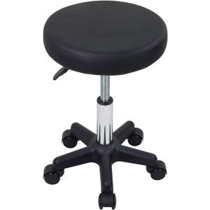 FURWOO Round Rolling Stool Height Adjustable Stool with Wheels for Spa Salon Massage Black