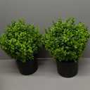 Set of 2 Artificial Boxwood Topiary Trees for Front Door  Faux Realistic Greenery Potted Plants, Fake Outdoor UVResistant Bushes with Pots for Porch,Farmhouse,Home,Garden Decor