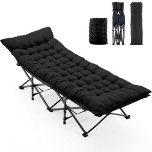 OLIXIS Foldable Camping Cot with Pad, Heavy-Duty Portable Bed