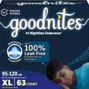 Goodnites Boys' Nighttime Bedwetting Underwear, Size Extra Large (95-120 lbs), 63 Ct (3 Packs of 21), Packaging May Vary
