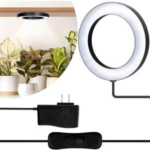 LED Grow Lights for Indoor Plants Full Spectrum 5000K, Upgraded Smart Home Ready 9.8 ft Cord, Plant Light Halo Small Grow Light (Black, 6.3 inch)
