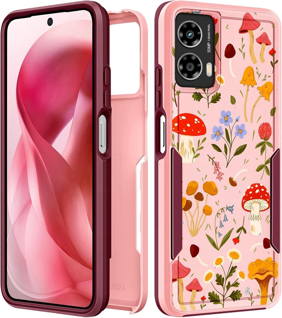 for Moto G Power 5G 2024 Case Women - Cute Girls Phone Cover Girly Kawaii Aesthetic Design Mushroom Heavy Duty Protective Shockproof Military Grade for Motorola Moto G Power 5G 2024 Cases