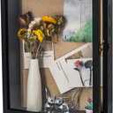 Deep Shadow Box Frame 11x16 with Drawer and Soft Line Back, Display Case Memory Box Real Glass for Keepsakes Collections, Medals, Bouquet Wall or Tabletop Black