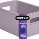 Superio Ribbed Collection - Decorative Plastic Open Home Storage Bins Organizer Baskets, Medium Lilac Purple (1 Pack) Container Boxes for Organizing Closet Shelves Drawer Shelf 5 Liter