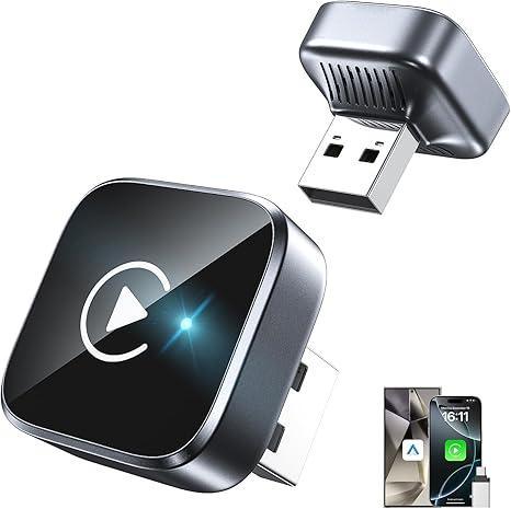 2in1 Wireless CarPlay Adapter 2026 Support Apple CarPlay & Android Auto, Mini Bluetooth USB A & USB C Dongle Convert Wired to Wireless Compatible with iPhone & Android