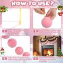 Liliful 24 Pcs Large Christmas Velvet Beads Garland for DIY Craft Flocking Ball Christmas Tree Ornament Hanging Beads for Xmas Tree Fireplace Decoration Holiday Supplies(Pink)