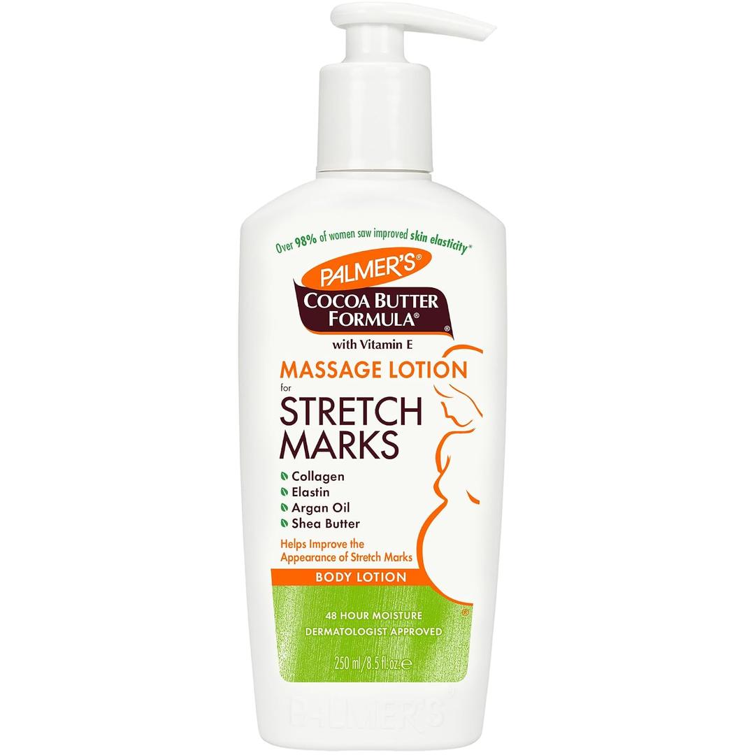 Palmer's Cocoa Butter Formula Massage Lotion For Stretch Marks, Pregnancy Skin Care, Belly Cream with Collagen, Elastin, Argan OIl and Shea Butter, 8.5 Ounces