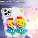 Compatible with iPhone 12 Pro Max Case,with [Soft Slim][Camera Protection] Cute Rainbow Flower Aesthetic Phone Cover Anti-Yellowing Shockproof Protective Cover for Women Girl-White