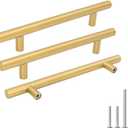 Goldenwarm 2 Pack 7-1/2 inch Gold Cabinet Handles Brushed Gold Cabinet Pulls Stainless Steel Drawer Pulls, Durable Kitchen Cabinet Handles - Bathroom Bedroom Dresser Handles Easy DIY Upgrade