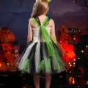 OBEEII Kids Girls Halloween Costume Black White Stripe Tulle Tutu Dress with Headband Set Carnival Fancy Dress (10-12 Years)