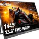 InnoView Large Portable Monitor 23.8inch FHD 1080P 144Hz USB-C, HDMI Computer Display HDR 100% sRGB IPS Gaming Monitor W/180Adjustable DC Eyes Care Stand for Laptop PC MAC Phone PS4 Xbox Switch