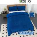 QUILTINA Shu Velveteen Warm Duvet Cover Set with 2 Pillowcases, King Size Coral Fleece Luxury Quilt Cover, Double Sided - Velvet and Sanded Fabric, Delicate Soft Fluffy, Blue, 104" x 90"