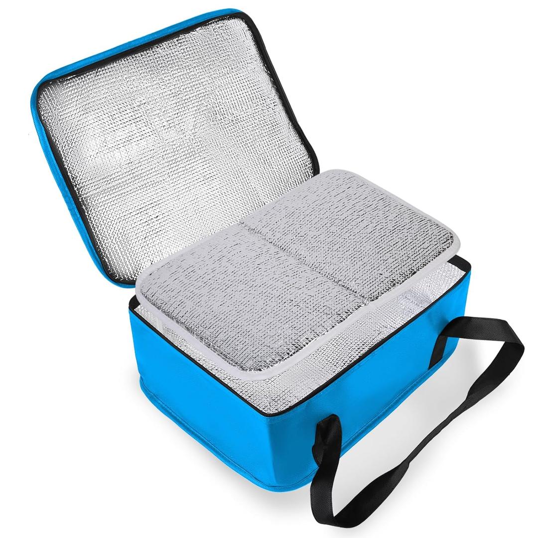 Bodaon Insulated Casserole Carrier Bag, Fits 9x13 and 11x15 Inch Baking Dish with Lid, Casserole Carriers for Hot or Cold Food for Transport (Black) (Blue)