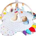 WOODMAM Wooden Baby Activity Gym with Detachable Sensory Toys | Montessori Developmental Play Gym for Infants | FSC-Certified Wooden Frame Baby Toy | Foldable Baby Gym, Baby Shower Gift