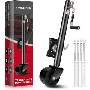 Trailer Jack 2000 lbs with 6" Dual Wheels-Heavy Duty for 15.7" Lift-RV Boat Trailer Tongue Jack