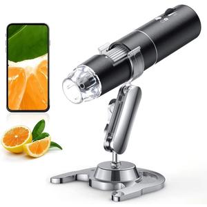 Wireless Digital Microscope, Skybasic 50X-1000X Magnification WiFi Portable Handheld Microscopes with Adjustable Stand HD USB Microscope Camera Compatible with iPhone Android iPad Windows Mac Computer (Black)