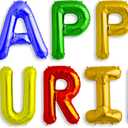 Purim Decorations Balloons - Happy Purim 16" Letter Balloons - Multi-Color Decor - Party Supplies