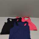 Geyoga 3 Pieces Basic Workout Crop Tank Tops Sleeveless Racerback Sport Tank Top for Women Yoga Running (Large, Black, Navy Blue, Rose Red)